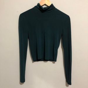 Dark green tight turtleneck long sleeve top